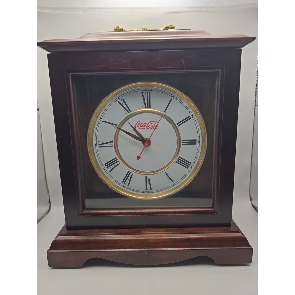 Vintage 10" X 12" Hanover Co. Mantle Clock Quartz Coca Cola Logo E.C. Works